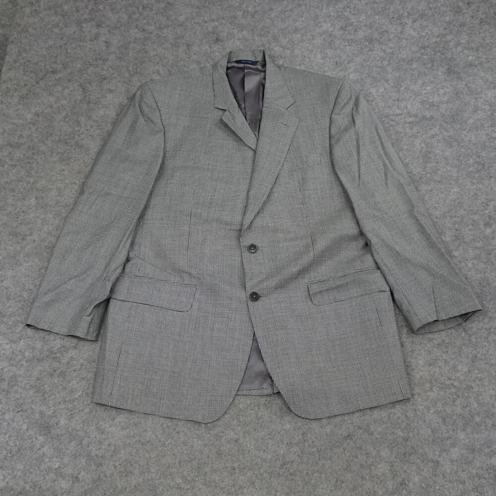 Brooks Brother Sports Jacket Mens 42R Black Wool Coat Blazer Houndstooth